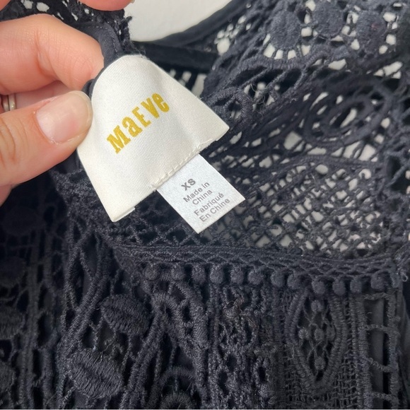 Anthropologie Maeve Women’s XS Elegant Black Crochet Midi Dress Cottagecore - Picture 2 of 10